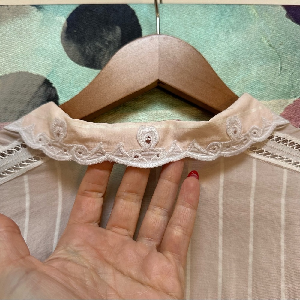 Jonathan Simkhai Pink and white pin-striped silk and lace Top - Picture 4 of 9
